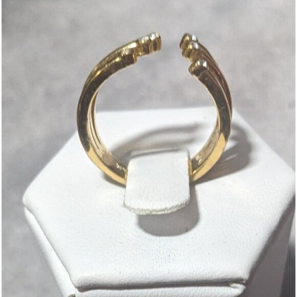 Baublebar Glam Gold Tone Tripe Layer Cage Ring With Clear Stones Size 7 - Picture 7 of 12